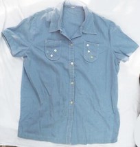 Vintage Womens Denim Button Down Blouse Shirt - £36.18 GBP