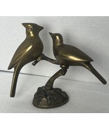 Vintage MCM Cardinal Birds Solid Brass Sitting On Branch Beautiful - £18.93 GBP