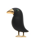 BLACK CROW PIN 1.3&quot; Gold Plate Matte Enamel Bird Brooch Rhinestone Hat L... - €6,90 EUR