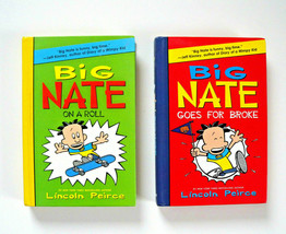 2 Big Nate Books  by Lincoln Peirce - On A Roll (2011) &amp; Goes For Broke ... - £3.85 GBP