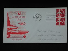 1960 7 cent Air Mail Coil First Day Issue Envelope 2 Stamps Air Mail Series - $2.50