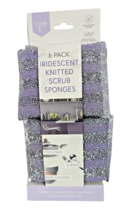 Lavender Silver Scrubby Sponge 6-Pack Iridescent Knitted Metallic Stripe... - $18.95