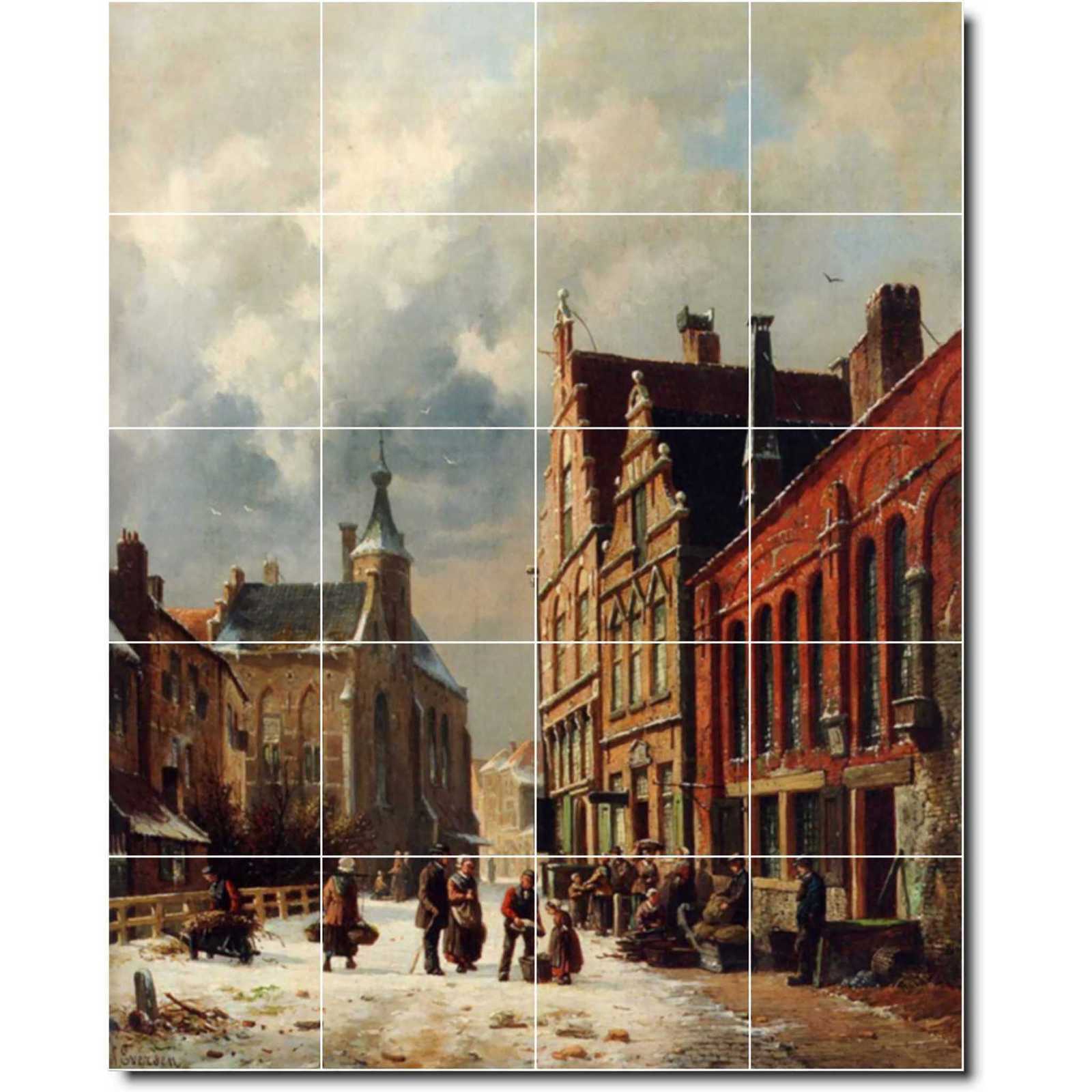 Eversen adrianus a view in a town in winter