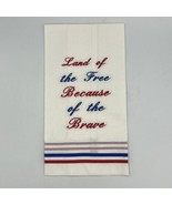 Patriotic Tea Towel Home Sewn &amp; Embroidered &quot;Land of the Free...&quot; Design... - £8.14 GBP