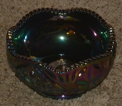 LE Smith Purple Carnival Glass Candy Dish Smith Glass Company Marked S - £37.36 GBP
