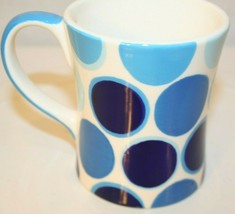 Harry &amp; David Blue Aqua Green Teal Circles Polka Dot Coffee/Tea Mug 2009 - £40.05 GBP