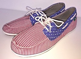 Sanuk Boat Shoes Womens Red Blue Patriotic Comfort Sailaway USA - £26.29 GBP