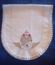 Vintage Handmade Cross-Stitch Embroidered Table Runner Multicolored detail. See - £11.25 GBP