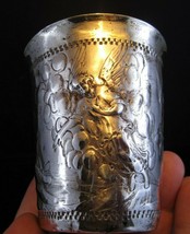 Early 1700&#39;s Russian Solid Silver Cup Arnholt Lange Danzig ANGELS-MEN-DOVES - £2,106.30 GBP