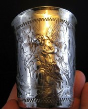 Early 1700&#39;s  RUSSIAN SOLID SILVER CUP Arnholt Lange Danzig ANGELS-MEN-D... - £2,060.15 GBP