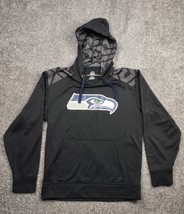 Seattle Seahawks Hoodie Men Small Gray Patterned Majestic Therma Base Sweatshirt - £7.86 GBP