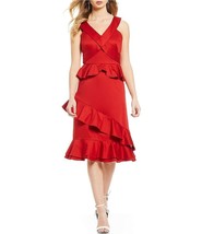 NEW Gianni Bini Red Ruffled Midi Dress Size 6 - £43.43 GBP