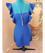 BCBG paris navy short ruffle dress size XS - $491.25 MXN