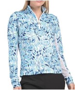 NWT STELLA PARKER ARUBA Blue Navy Green Long Sleeve Mock Golf Shirt S M ... - $39.99