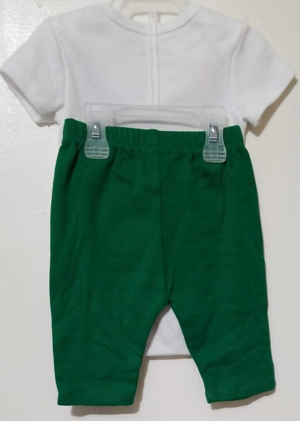 Way To Celebrate Bodysuit & Pants Set Lucky And Charming Size 0-3M White/Green Item image 4
