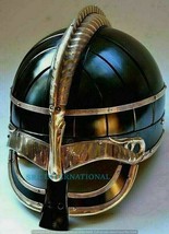 18 Gage Steel &amp; Brass Medieval Vendel Viking Helmet Knight Museum Armor ... - £159.47 GBP