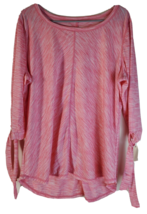 Talbots Blouse Top Womens Size 1X Pink White Knit Polyester Round Neck NWT - £17.30 GBP