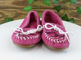 Minnetonka Sz 11 Toddler Shoes Girls Moccasin Pink Leather Medium - £17.35 GBP