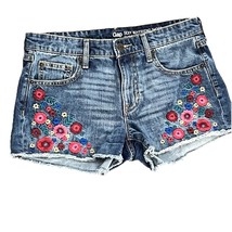 Gap Sexy Boyfriend Jean Shorts Women&#39;s 2 Embroidered Denim Floral Festiv... - £10.42 GBP