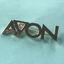 Goldtone AVON w Clear Trillium Advertising Promotional Pin Brooch – 1.75 inches  - $11.29