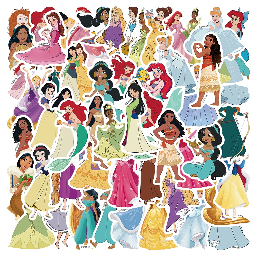 Game Fun Play Toys 10/50Pcs  Princess Stickers Mermaid Princess Snow White Decal - £23.32 GBP