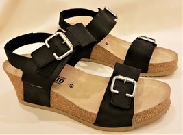 Mephisto Air-relax Platform Sandals Sz.US-9/EU-40 Black Genuine Leather  - £94.14 GBP