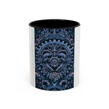 Gothic Steampunk Heart Gear Accent Mug 11oz 15oz Artwork Filigree - $18.79+