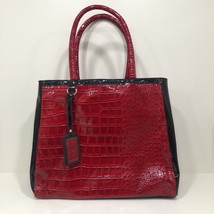Elizabeth Arden faux croc leather Handbag Tote Bag Red Black Purse Shoulder - £13.92 GBP