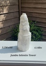 Jumbo Selenite Energy Healing Tower Stand Two Different Color Changing Settings. - £27.26 GBP