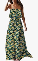 ZMPSIISA Strapless Sunflower Dress maxi Women&#39;s Med Summer Off The Shoulder  779 - £12.98 GBP
