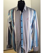 Men Shirt Striped Button Up Long Sleeve Cotton SIZE XL Kazary Fashion Pr... - £14.76 GBP