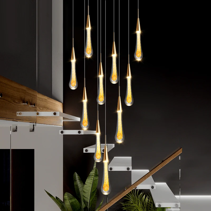 crystal pendant modern hanging lamp designer villa living room lamp Nord... - $48.38+