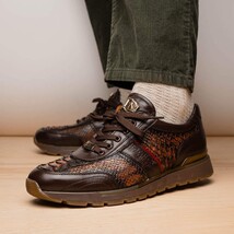 Brescia Washed Classic Calfskin Fashion Sneaker Men's Cognac image 12