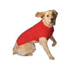 Red Cable Knit Dog Sweater Chilly Dog Hand Knit Wool  XXS-XXXL Pet Puppy Warm - £24.13 GBP+
