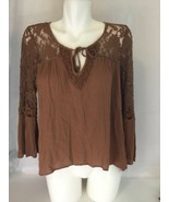 American Eagle Outfitters Lacey Gauzy Top Small Brown Small  - £6.18 GBP
