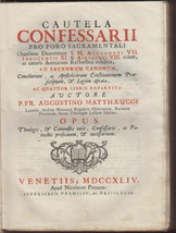 1744 Cautela Confessarii Confessor Matthaeucci Religion Latin Spiritual Theology - £620.59 GBP