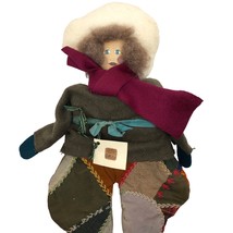 Vintage Folk Art Doll Hand Made Cloth Rag Doll Crazy Quilt Long Legs Country 26” - $74.24