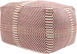 Louise Indoor Boho Water Resistant 26&quot; Rectangular Ottoman Pouf, Red And Orange, - £124.23 GBP
