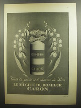 1952 Caron Le Muguet du Bonheur Perfume Ad - Toute la gaiete et le charme - $18.49
