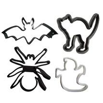 Spooky Creatures Halloween Ghost Bat Spider Set Of 4 Cookie Cutters USA ... - £5.49 GBP