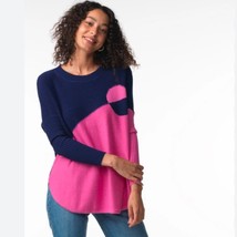 NWT ZAKET &amp; PLOVER Ying Yang Sweater Navy/Pink Cotton Cashmere Size Small - £38.49 GBP