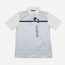 Men’s Large Greg Norman Play Dry White Stripe Polo Style Golf Shirt New ... - £11.69 GBP