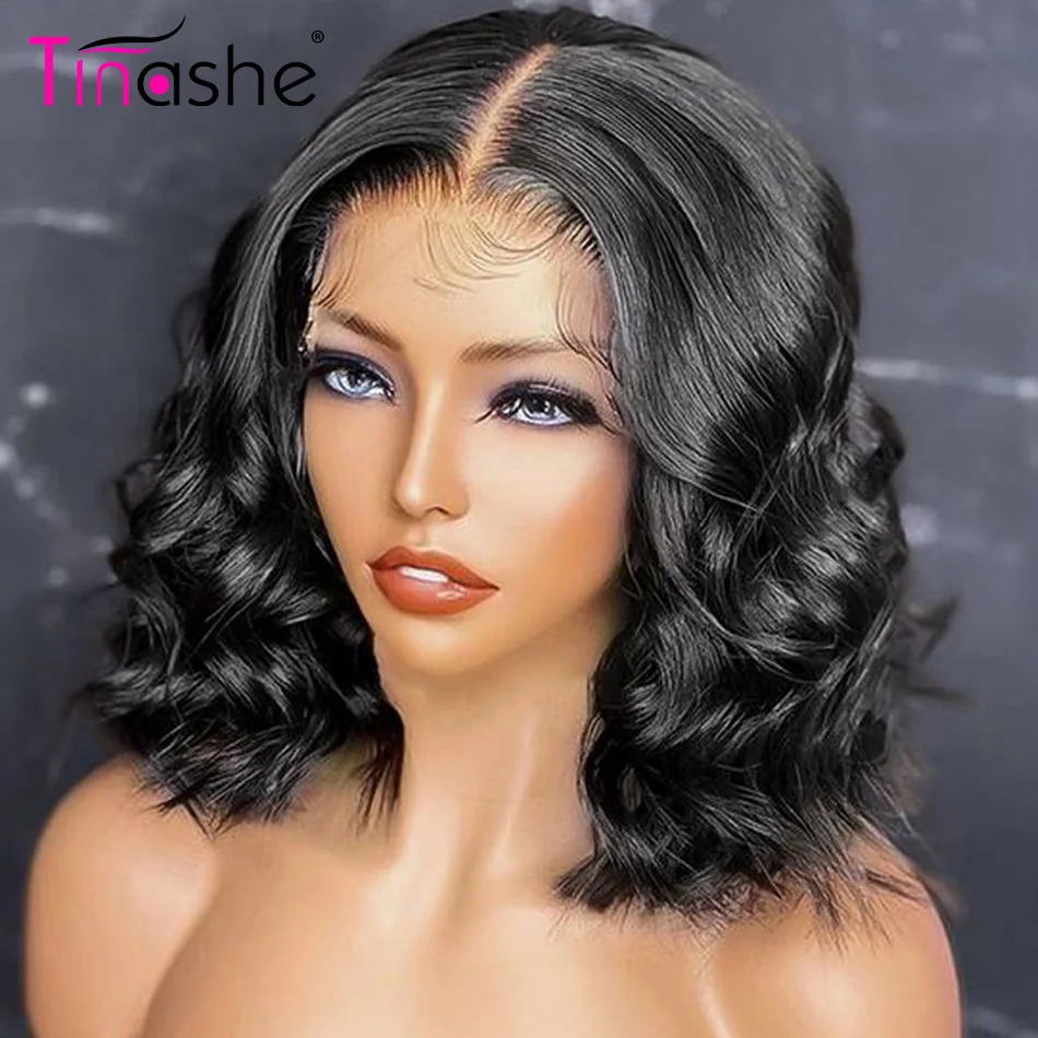 Tinashe Loose Deep Wave Bob Wig Transparent Lace Front Human Hair Wigs For Wom - £77.74 GBP+