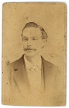 CIRCA 1870&#39;S Named CDV Handsome Man Mustache Lazy Eye Suit and Tie New York, NY - £12.43 GBP