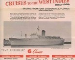 Cunard Line Carmania Cruises to West Indies From Fort Lauderdale Brochur... - $21.81