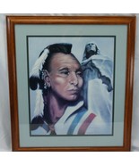 Blackhawk Sauk Indigenous Art 19&quot; x 16&quot; Framed Statue Oregon Illinois 1987 - $54.22 CAD
