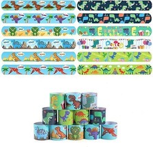 Birthday Dino Slap Bracelets Bands Pack of 12 for Party Favors - £26.16 GBP