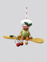 Kurt S Adler Handpainted Gingerbread Boy Baker w/WOODEN Spoon Christmas Ornament - £10.29 GBP