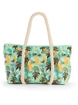 No Boundaries Beach Tote Rope Tote Green With Palm Leaves NEW - £12.04 GBP
