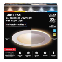 Canless Recessed Downlight LED Retrofit White 6&quot; W Aperture FEIT LED6XHO... - $328.48 MXN